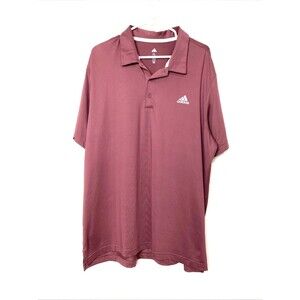 Adidas Polo Shirt Mens XL Red Wine Golf Short Sleeve Active Casual Stretch